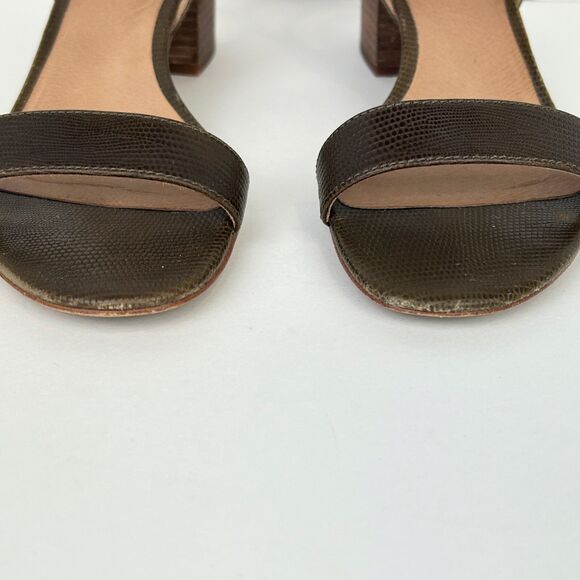Madewell Alice Strappy Sandal Block Heels Leather Brown Croc Embossed Women's 8 - Picture 4 of 11